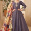 Creative Purple Silk Designer Anarkali Suit for Engagement, Wedding, Reception, Festivals, Sangeet, and Parties
