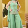 Classy Sea Green Designer Palazzo Suit for Engagement, Reception, Festivals, Sangeet, and Parties
