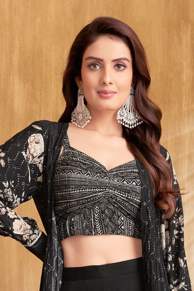 Pretty Black Designer Palazzo Suit for Sangeet and Parties