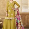 Ethnic Mustard Designer Palazzo Suit for Haldi, Engagement, Reception, Wedding, Festivals, Sangeet, and Parties