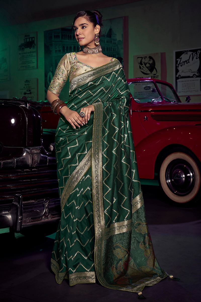 Mesmerizing Art Silk Designer Saree for Mehendi, Wedding, and Reception
