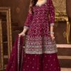 Irresistible Maroon Designer Palazzo Suit for Wedding, Reception, Festivals, Sangeet, and Parties