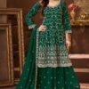 Delightful Dark Green Designer Palazzo Suit for Mehendi, Wedding, Reception, Festivals, Sangeet, and Parties