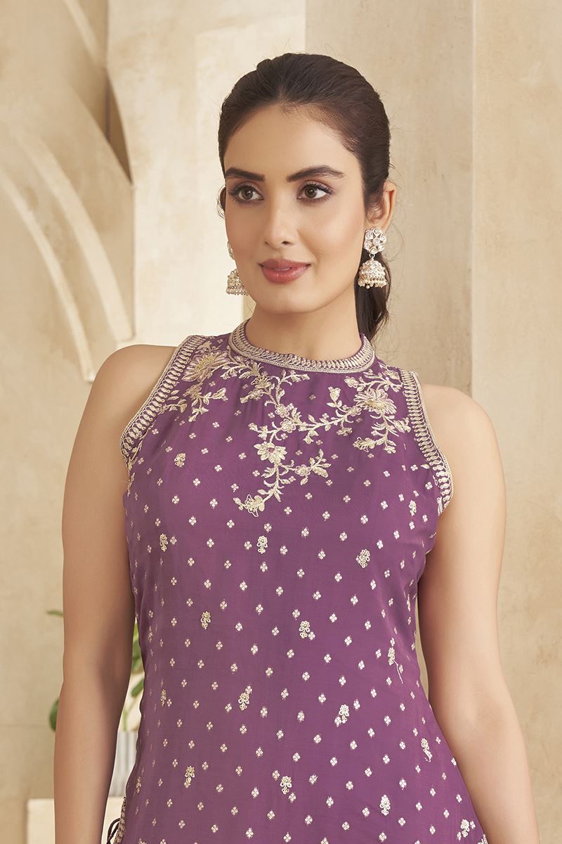 Heavenly Lavender Designer Gharara Suit for Engagement, Reception, Festivals, Sangeet, and Parties