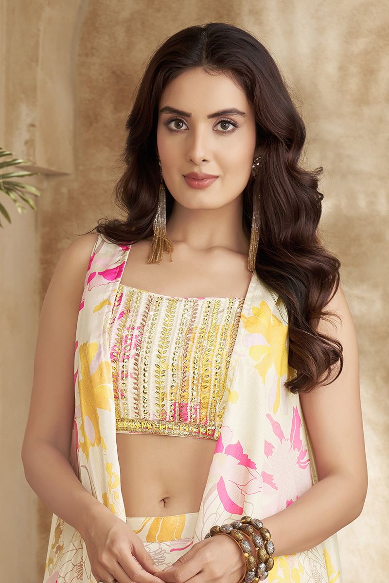 Marvelous Off-White Designer Palazzo Suit for Engagement, Reception, Festivals, Sangeet, and Parties