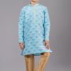 Artistic Sea Green Designer Kid’s Kurta Pajama for Engagement, Reception, Festivals, Sangeet, and Parties