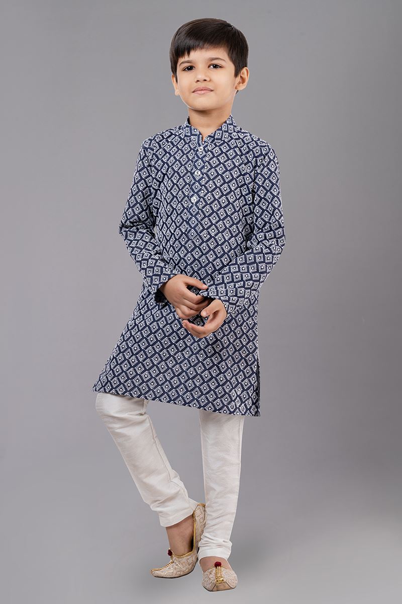 Delightful Royal Blue Designer Kid’s Kurta Pajama for Engagement, Reception, Festivals, Sangeet, and Parties