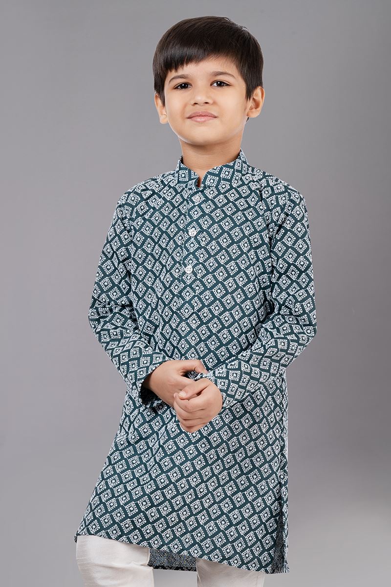 Impressive Rama Green Designer Kid’s Kurta Pajama for Engagement, Reception, Festivals, Sangeet, and Parties