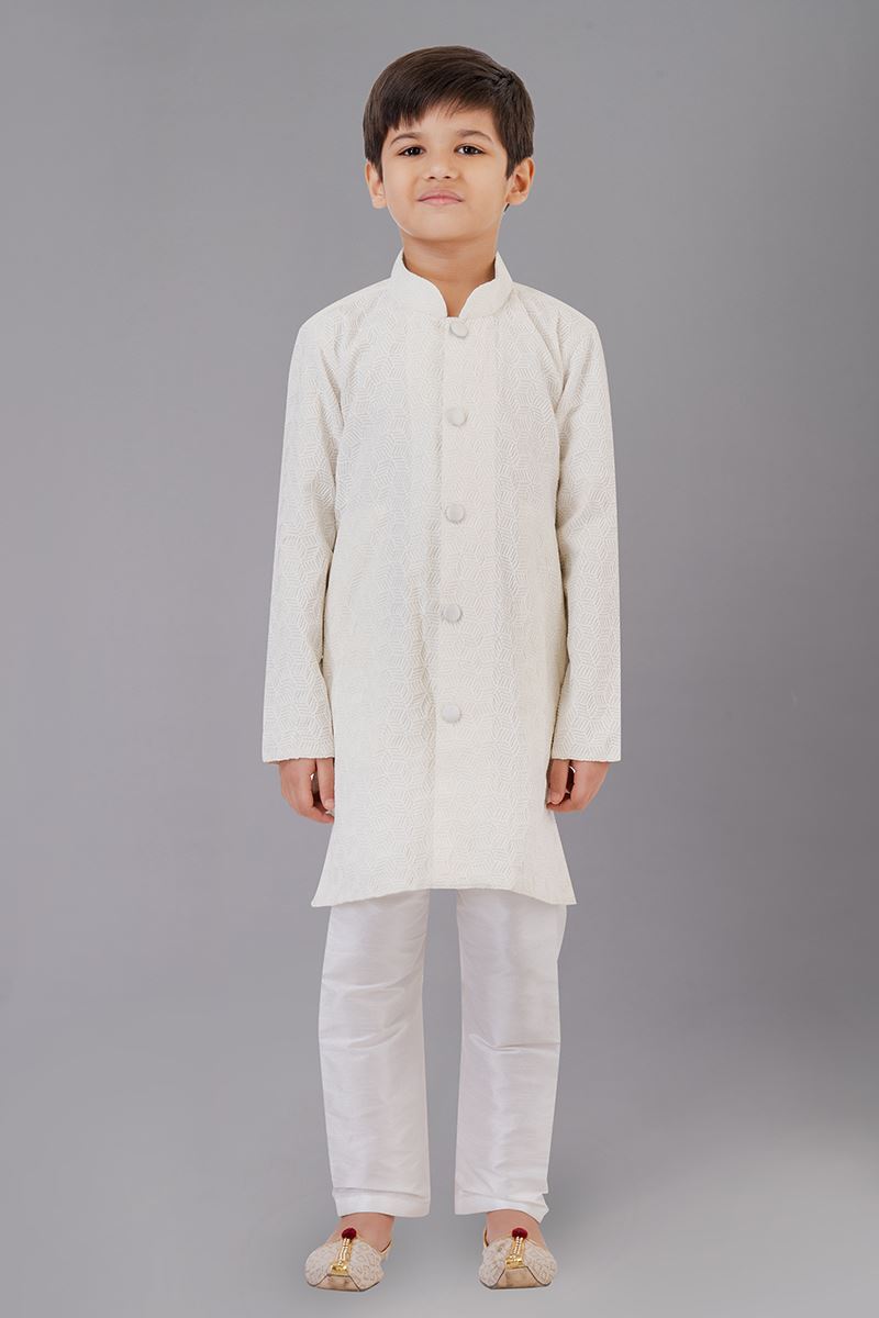 Aesthetic White Designer Kid’s Kurta Pajama for Sangeet and Parties