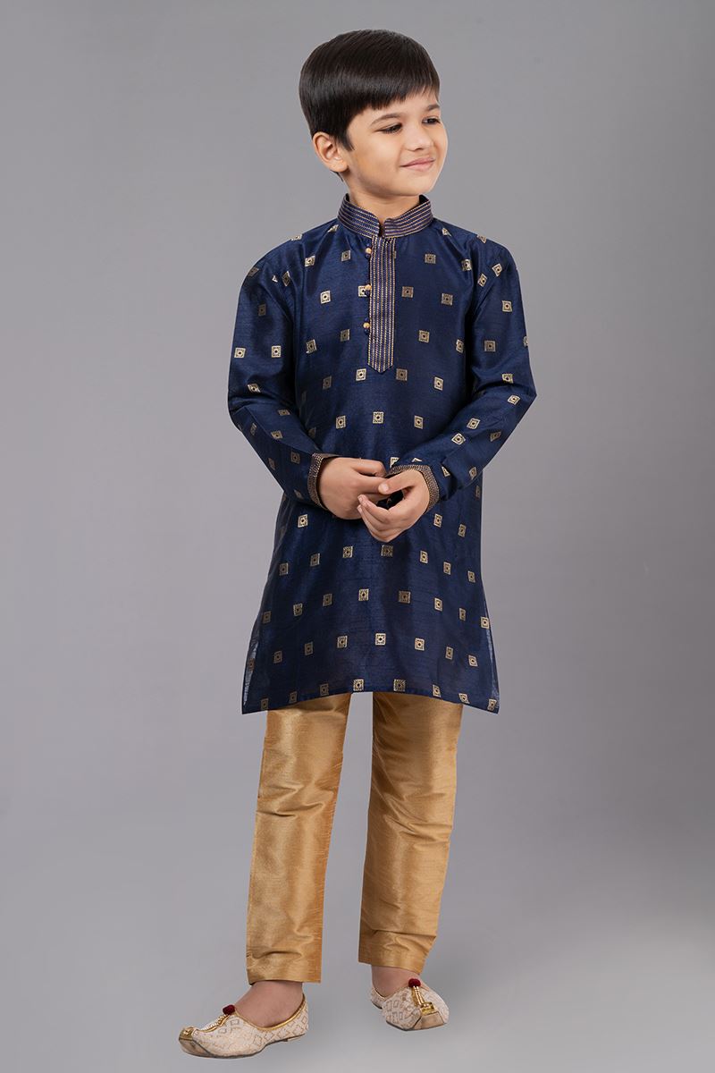 Fashionable Royal Blue Designer Kid’s Kurta Pajama for Wedding, Reception, Festivals, Sangeet, and Parties