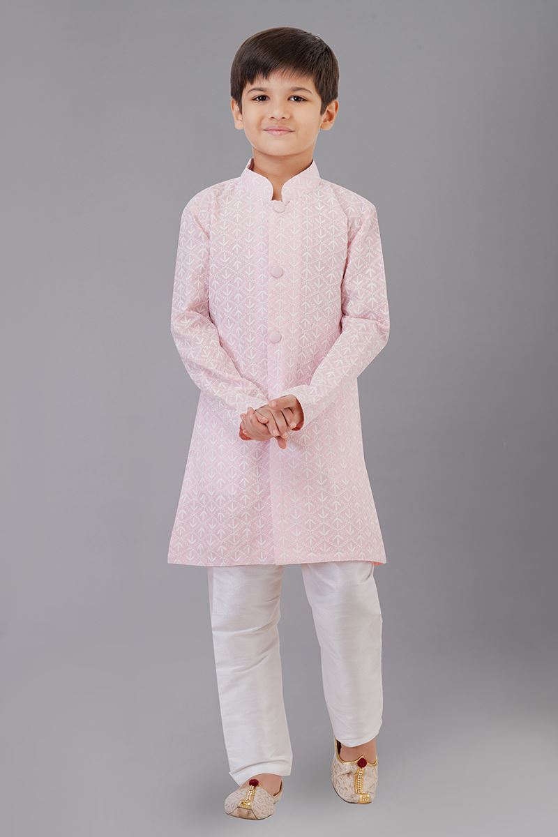 Awesome Pink Designer Kid’s Kurta Pajama for Engagement, Reception, Festivals, Sangeet, and Parties