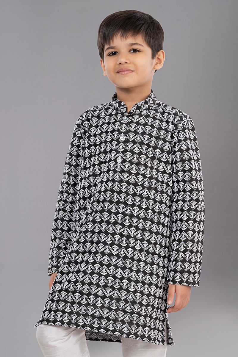 Enticing Black Designer Kid’s Kurta Pajama for Sangeet and Parties