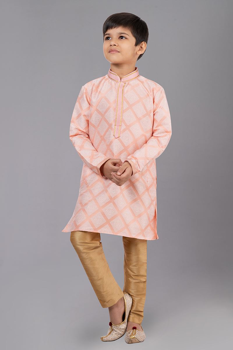 Captivating Orange Designer Kid’s Kurta Pajama for Engagement, Wedding, Reception, Festivals, Sangeet, and Parties