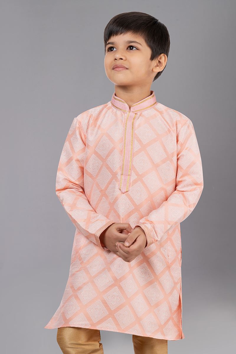 Captivating Orange Designer Kid’s Kurta Pajama for Engagement, Wedding, Reception, Festivals, Sangeet, and Parties