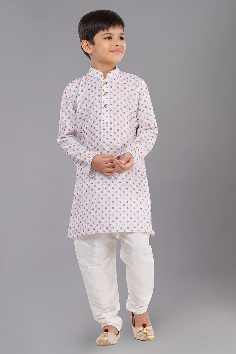 Dashing White Designer Kid’s Kurta Pajama for Festivals, Sangeet, and Parties