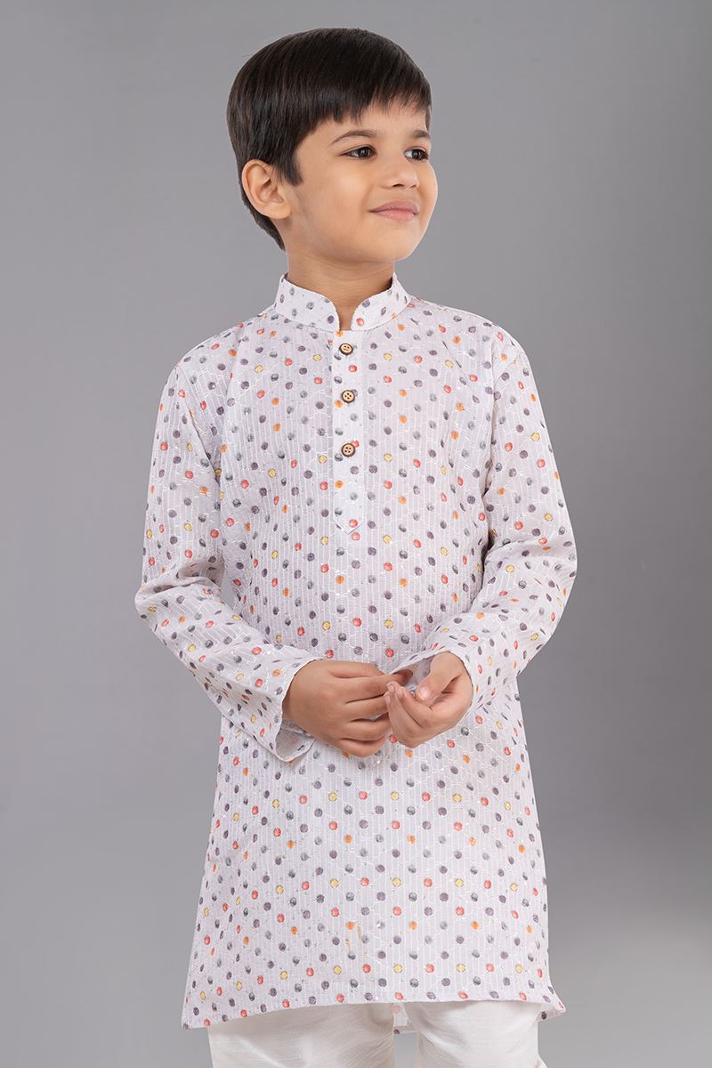 Dashing White Designer Kid’s Kurta Pajama for Festivals, Sangeet, and Parties