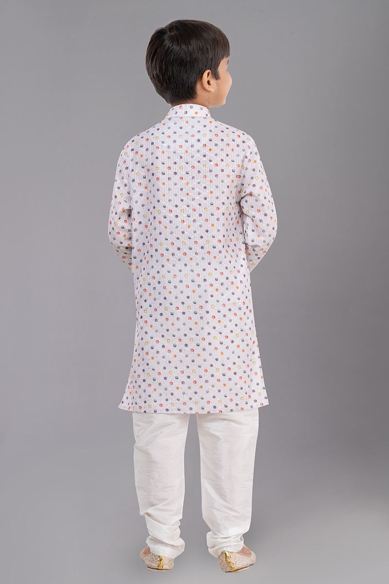 Dashing White Designer Kid’s Kurta Pajama for Festivals, Sangeet, and Parties