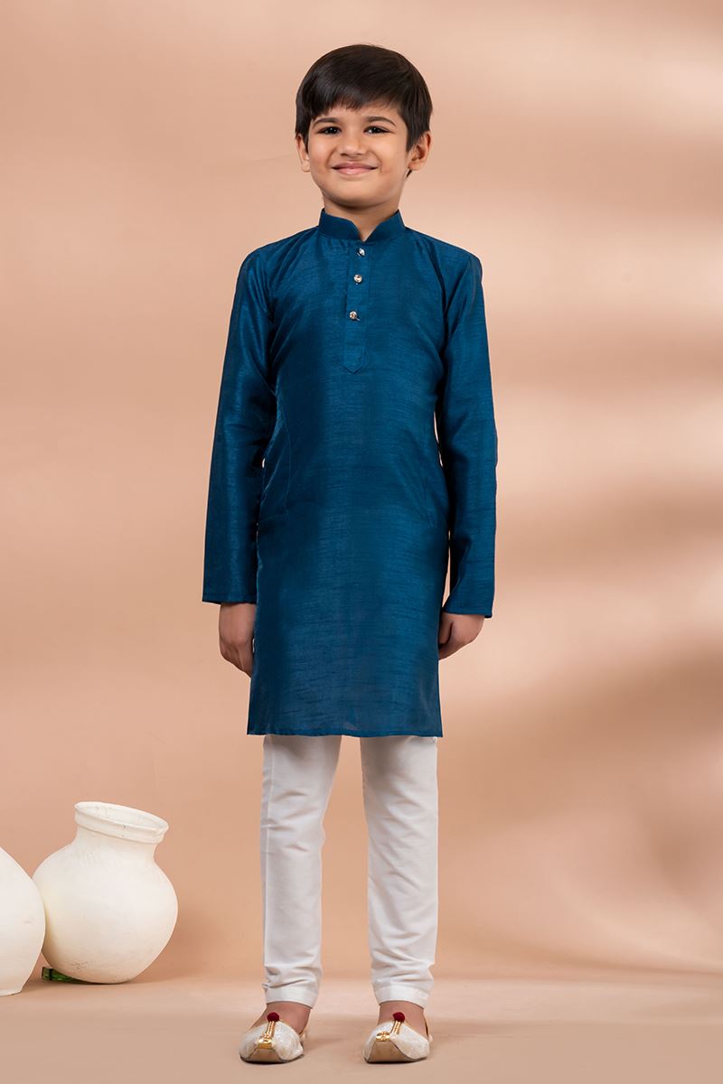 Aesthetic Blue Designer Kid’s Kurta Pajama for Engagement, Wedding, Reception, Festivals, Sangeet, and Parties