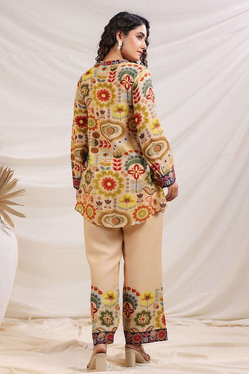 Spectacular Cream and Multi Designer Co-Ord Set for Festivals, Sangeet, and Parties