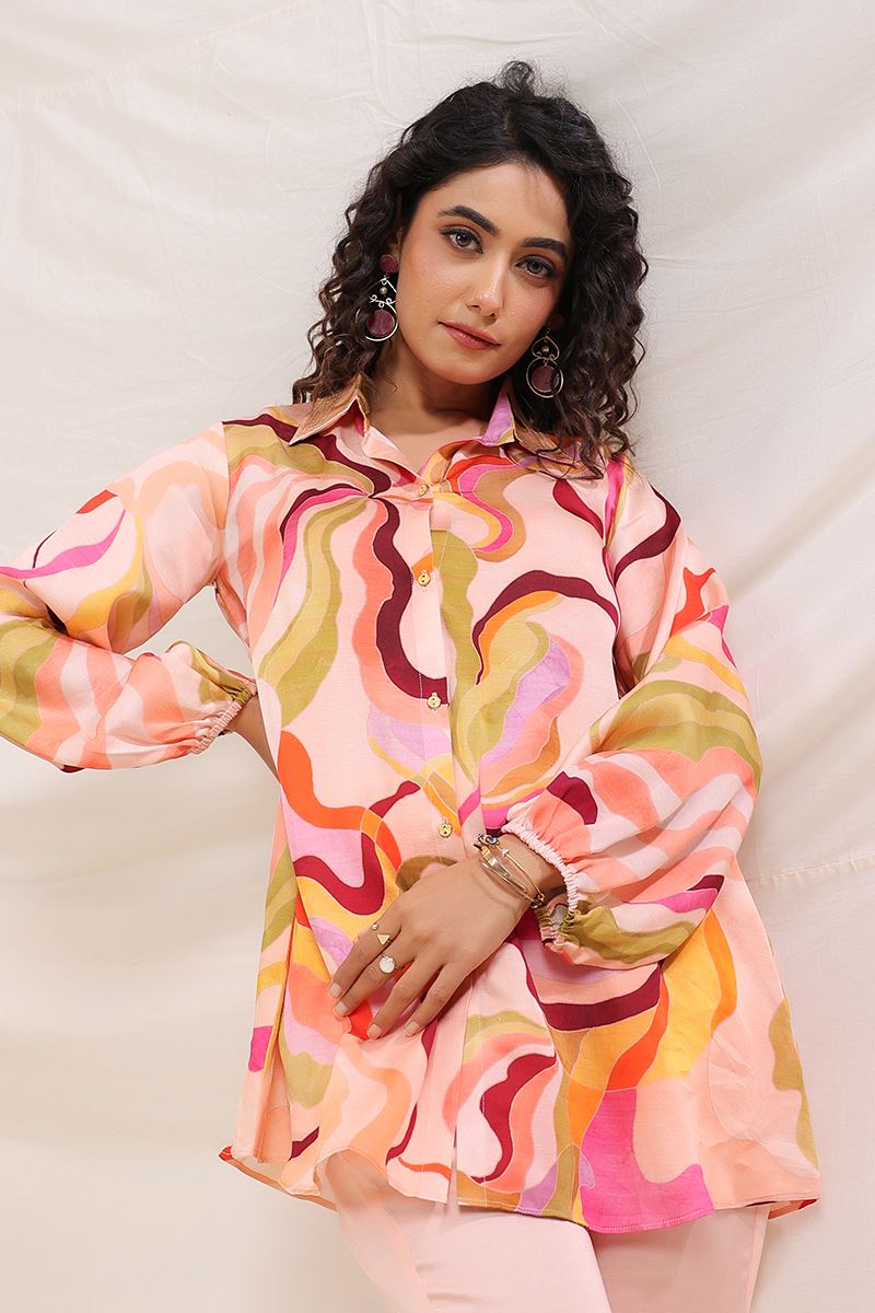 Alluring Light Pink and Multi Designer Co-Ord Set for Festivals, Sangeet, and Parties