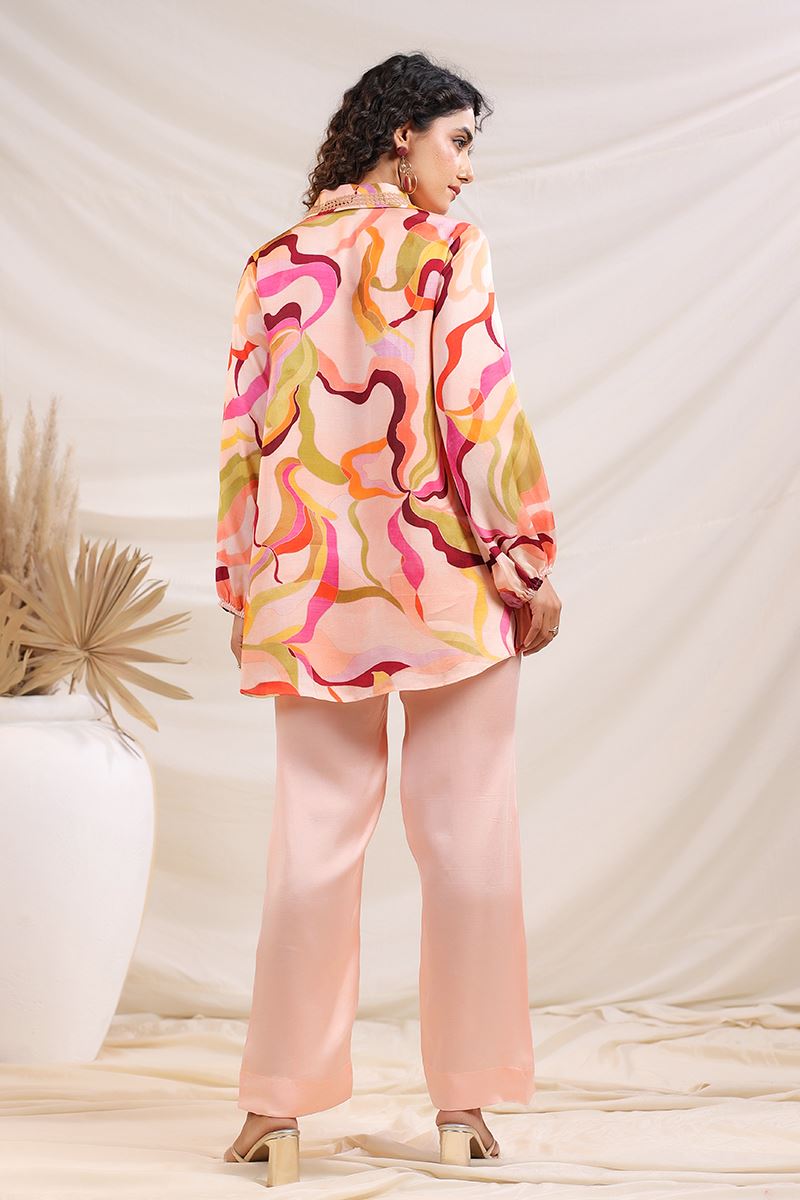 Alluring Light Pink and Multi Designer Co-Ord Set for Festivals, Sangeet, and Parties