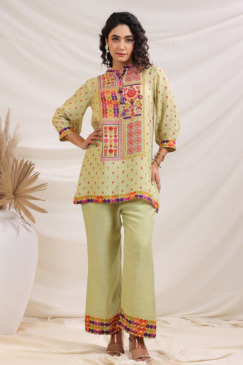 Creative Green Designer Co-Ord Set for Mehendi, Festivals, Sangeet, and Parties