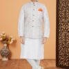 Exquisite White Designer Men’s Kurta Jacket Sets for Engagement, Reception, Sangeet, and Party