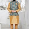 Appealing Chiku and Multi Designer Men’s Kurta Jacket Sets for Engagement, Reception, Sangeet, and Party