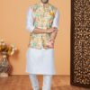 Stylish Off-White and Multi Designer Men’s Kurta Jacket Sets for Engagement, Reception, Sangeet, and Party