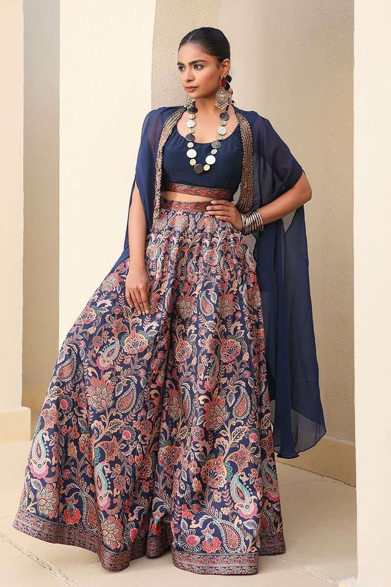 Ethnic Navy Blue Designer Sharara Suit for Engagement, Reception, Festivals, Sangeet, and Parties
