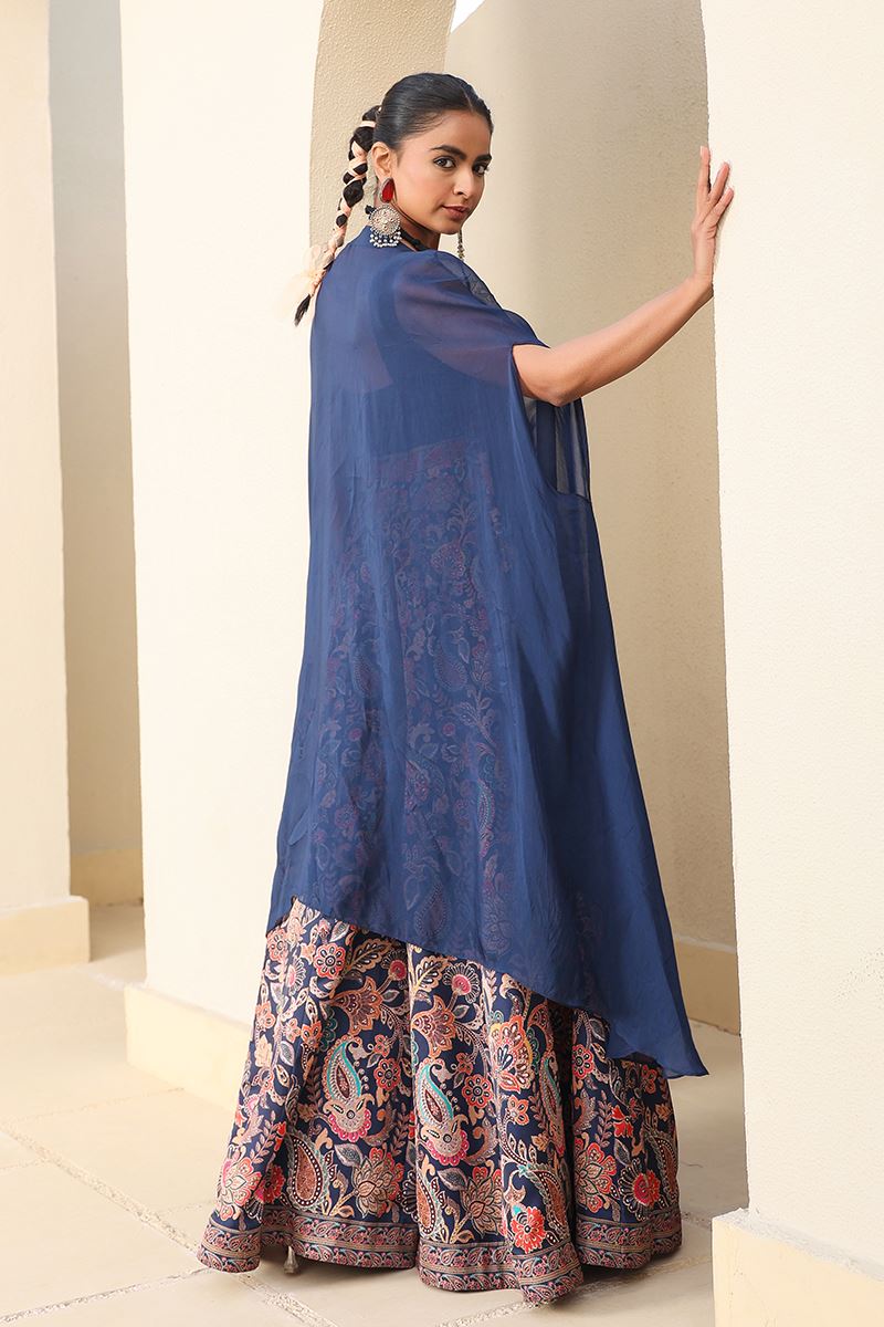Ethnic Navy Blue Designer Sharara Suit for Engagement, Reception, Festivals, Sangeet, and Parties