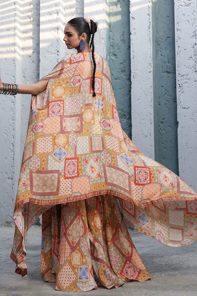 Captivating Multi Designer Sharara Suit for Engagement, Reception, Festivals, Sangeet, and Parties