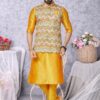 Elegant Mustard and Multi Designer Men’s Kurta Jacket Sets for Engagement, Reception, Sangeet, and Party