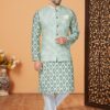 Marvelous Multi and Sky Blue Designer Men’s Kurta Jacket Sets for Engagement, Reception, Sangeet, and Party