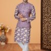 Royal Purple Designer Men’s Kurta Jacket Sets for Engagement, Reception, Sangeet, and Party