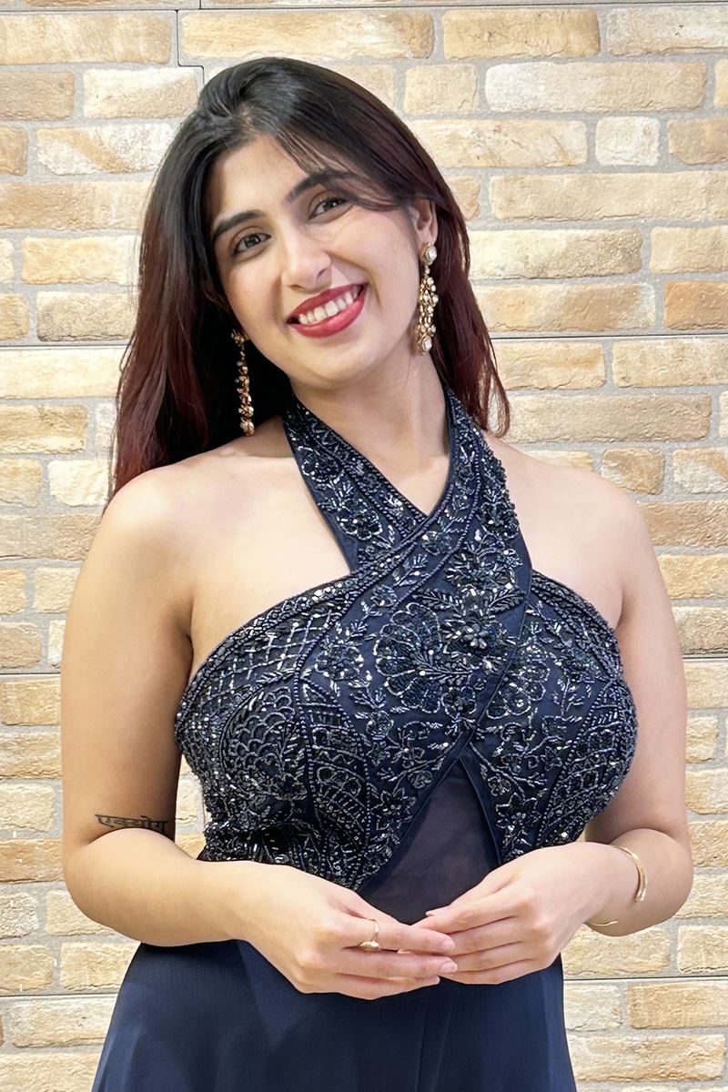 Smashing Navy Blue Designer Indo-Western Jumpsuit for Sangeet and Parties