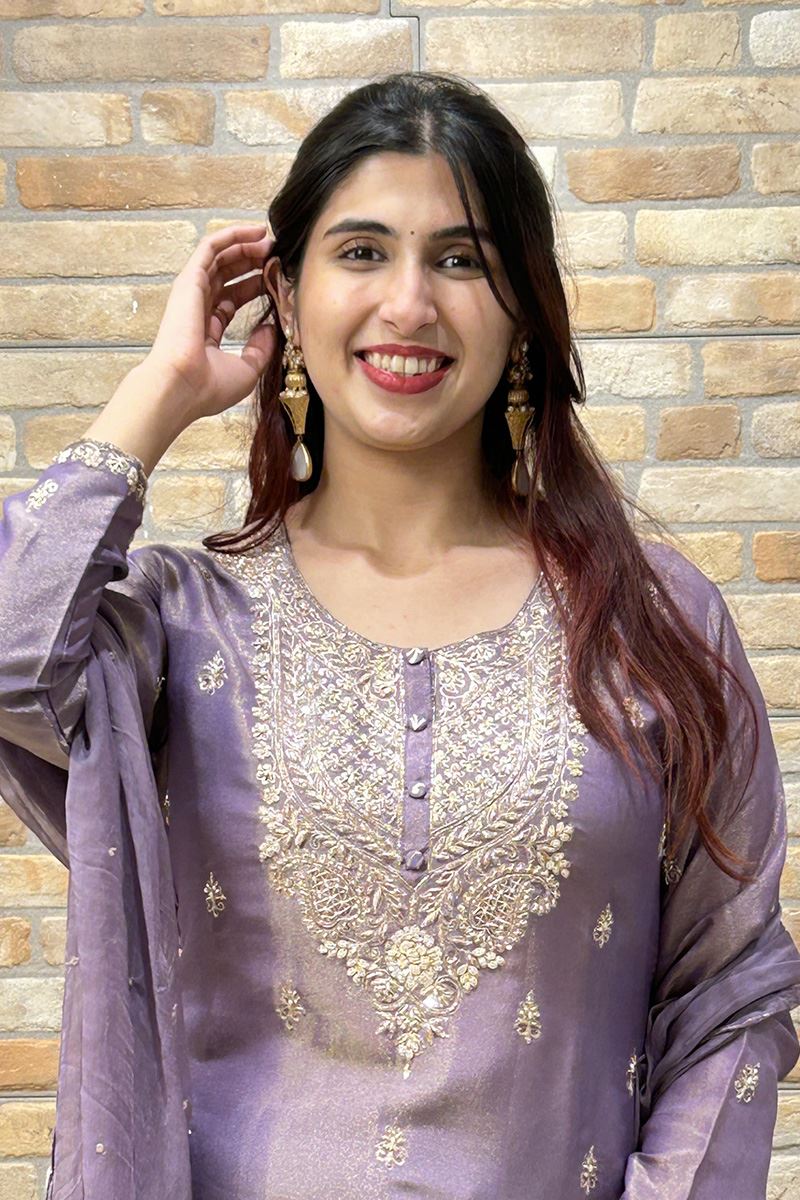 Fascinating Lavender Designer Gharara Suit for Engagement, Reception, Festivals, Sangeet, and Parties