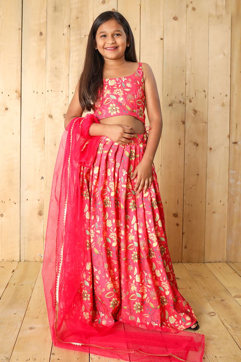 Divine Pink Designer Kid’s Lehenga Choli for Engagement, Wedding, Reception, Sangeet, and Parties