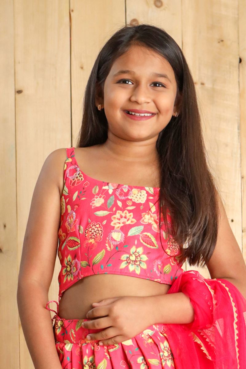 Divine Pink Designer Kid’s Lehenga Choli for Engagement, Wedding, Reception, Sangeet, and Parties