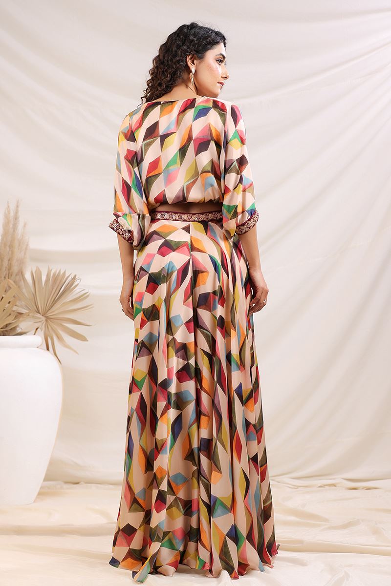 Smashing Multi Designer Indo-Western Outfit for Engagement, Reception, Festivals, Sangeet, and Parties