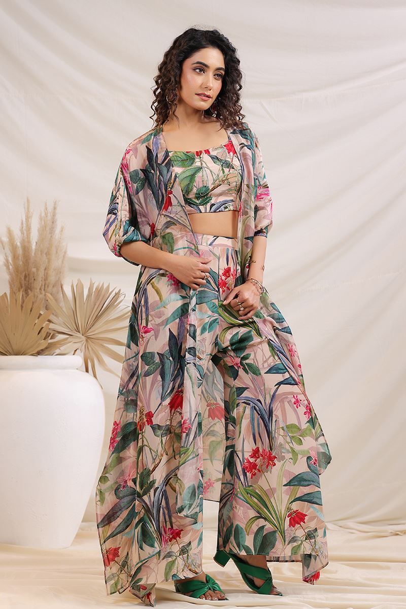 Dazzling Beige Designer Palazzo Suit for Festivals, Sangeet, and Parties