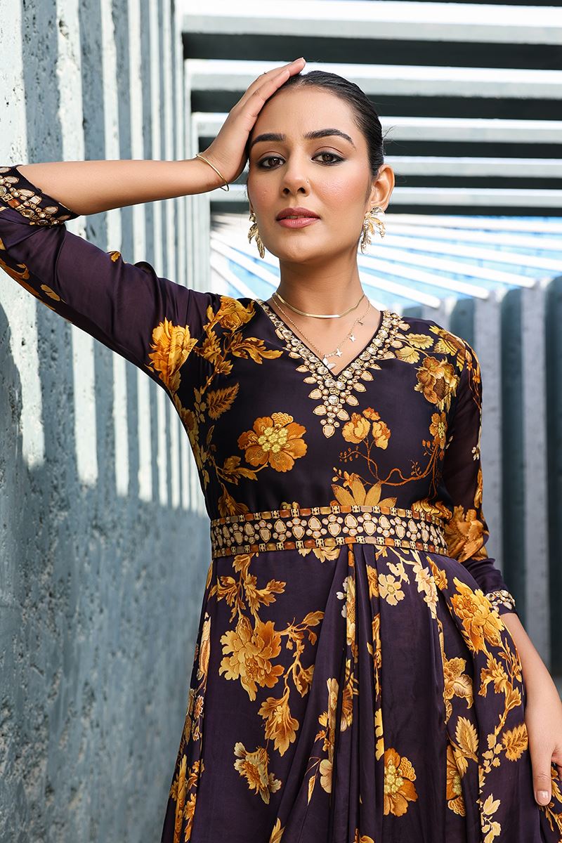 Fashionable Purple Designer Indo-Western Outfit for Sangeet and Parties