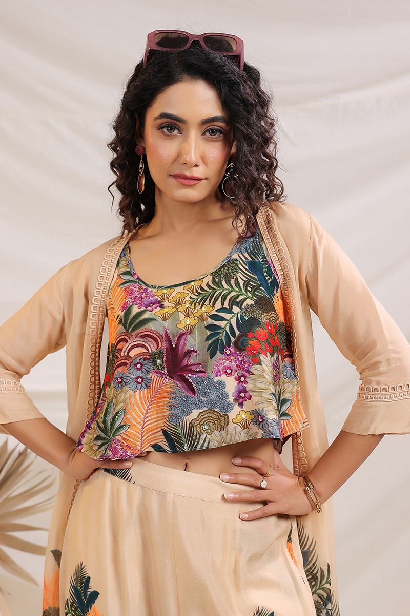 Spectacular Cream Designer Co-Ord Set for Festivals, Sangeet, and Parties