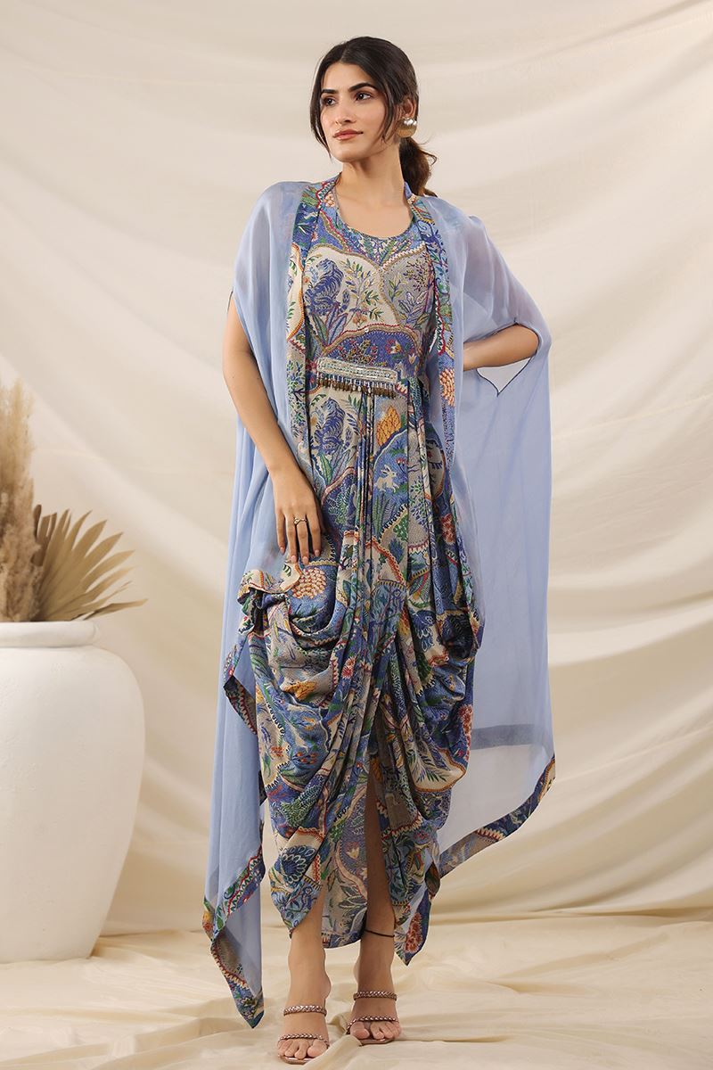 Royal Blue Designer Indo-Western Outfit for Sangeet and Parties