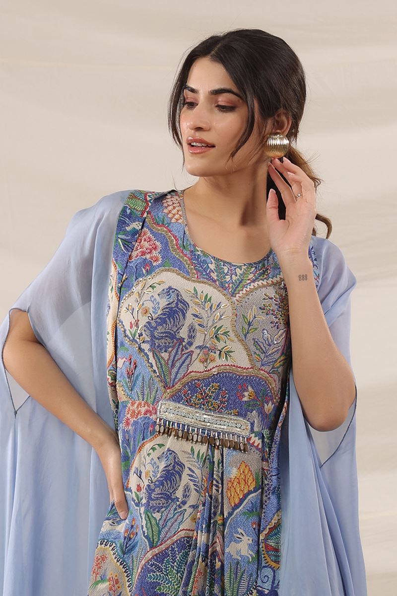 Royal Blue Designer Indo-Western Outfit for Sangeet and Parties