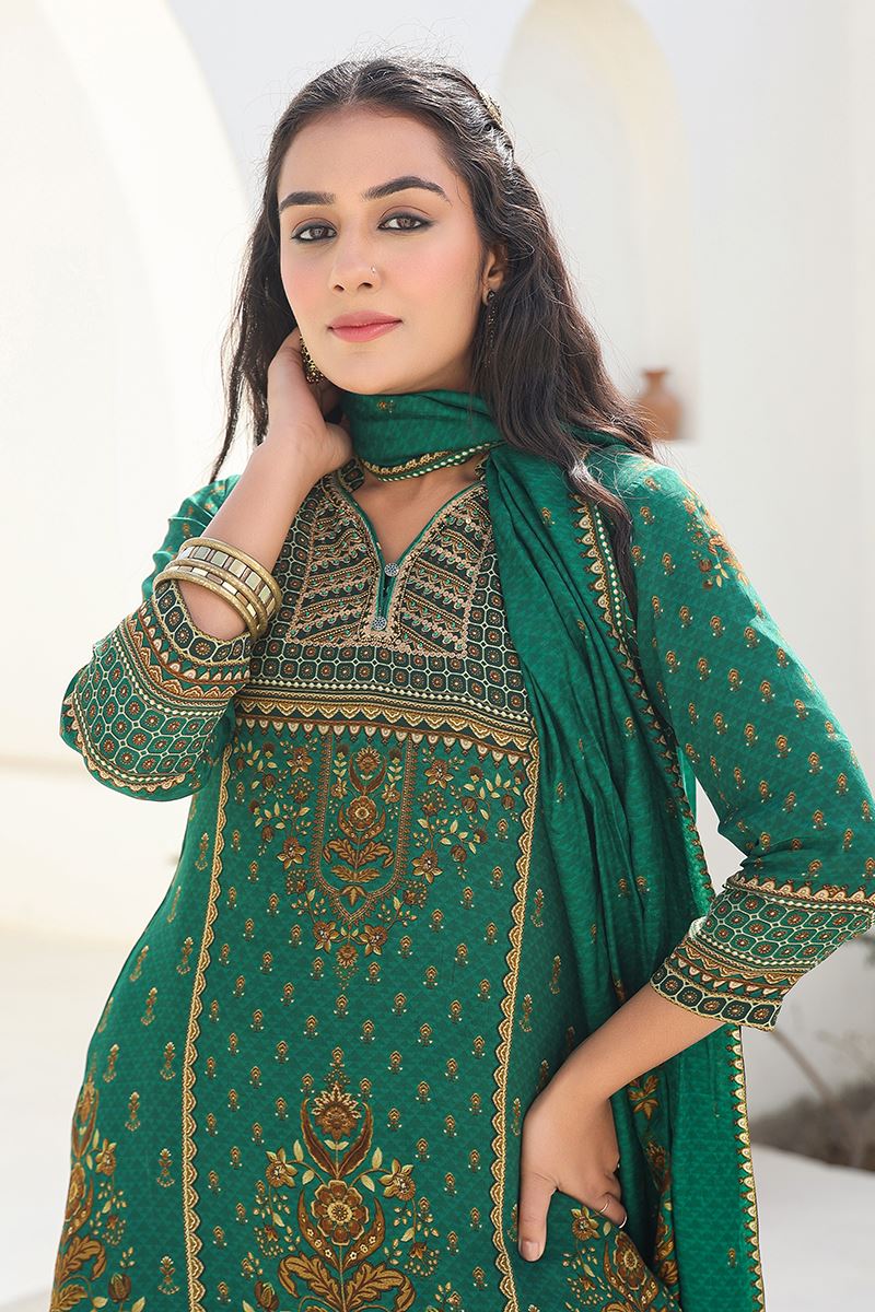 Heavenly Green Designer Gharara Suit for Mehendi, Wedding, Reception, Festivals, Sangeet, and Parties