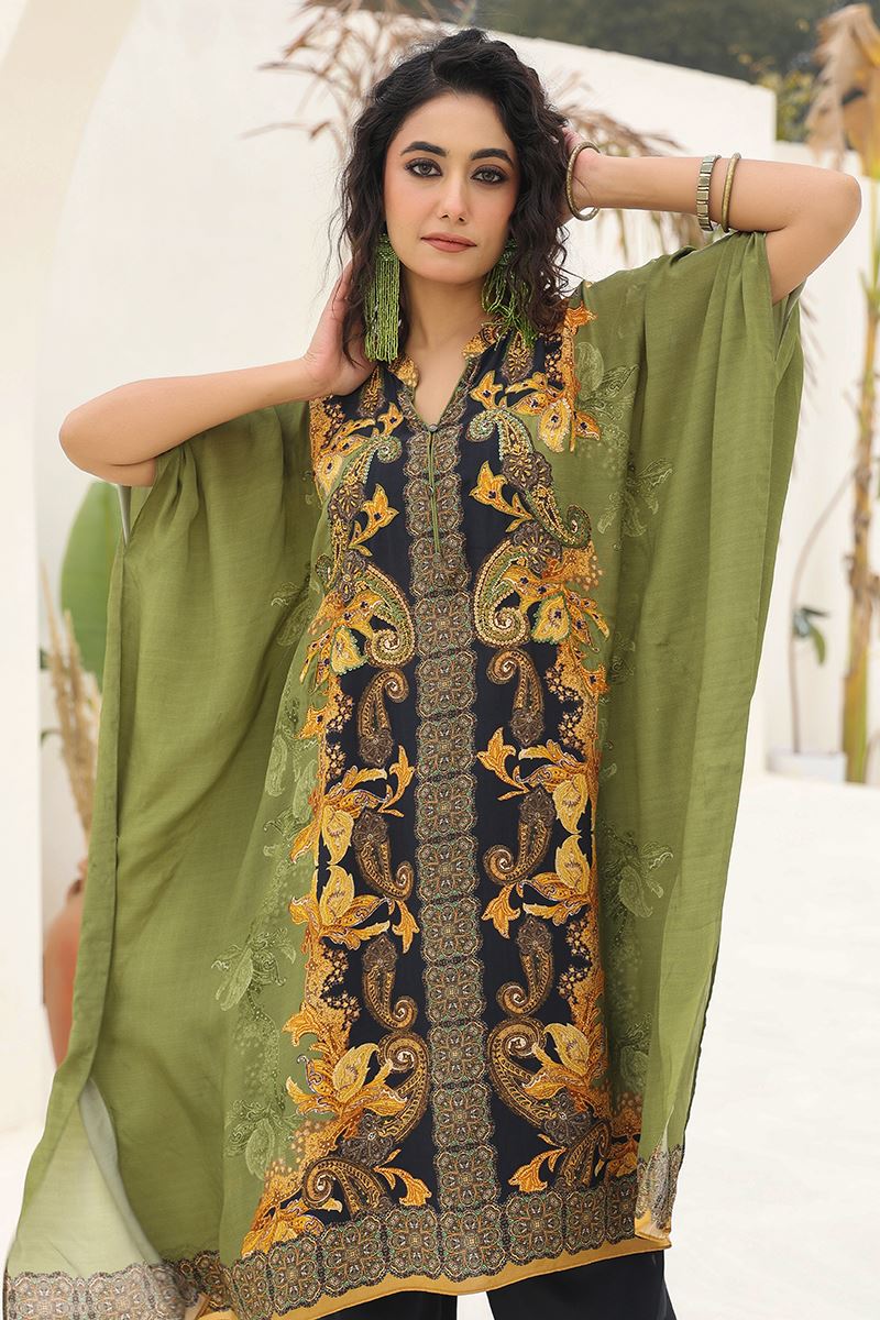 Appealing Pista Green and Black Designer Dhoti Style Suit for Sangeet and Parties