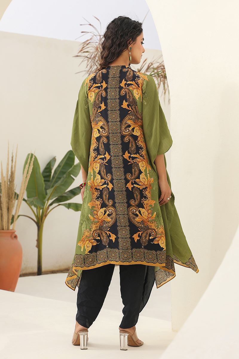 Appealing Pista Green and Black Designer Dhoti Style Suit for Sangeet and Parties