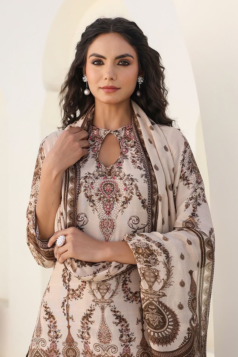 Flawless Beige Designer Gharara Suit for Engagement, Reception, Festivals, Sangeet, and Parties