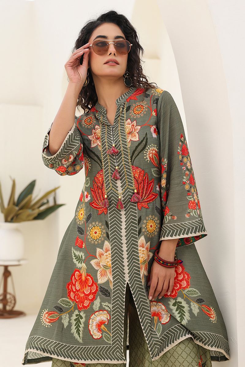 Divine Green Designer Co-Ord Set for Mehendi, Festivals, Sangeet, and Parties